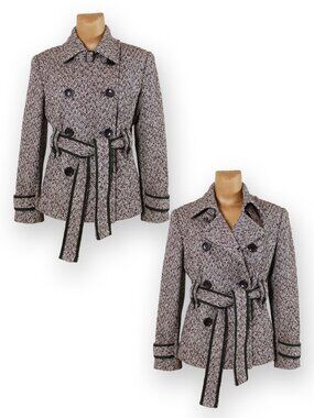 Gilani Double-breasted Herringbone Tweed Jacket Size 12